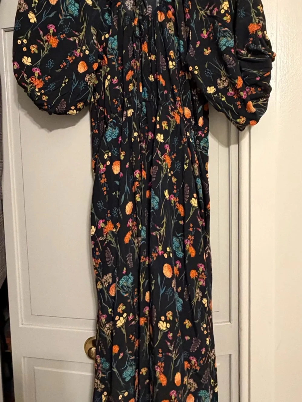 a new day Black Floral Midi Dress with Puff Sleeves - Picture 4 of 6